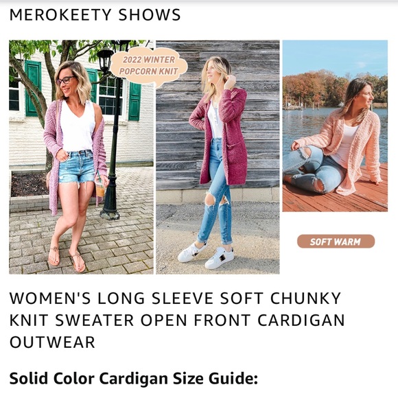 MEROKEETY Cardigan Long Sweater Duster Cream - Picture 4 of 7